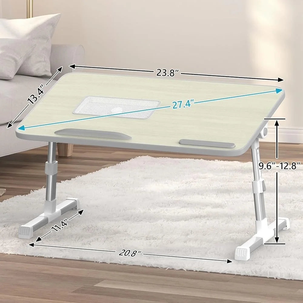 Ergonomic Laptop Bed Table Foldable Portable Desk with Cooling Fan Adjustable Height Work Study and Relaxation