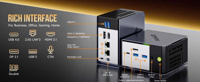 GMKtec EVO-X1 Mini PC AMD AI 9 HX 370 Win11 Pro LPDDR5X