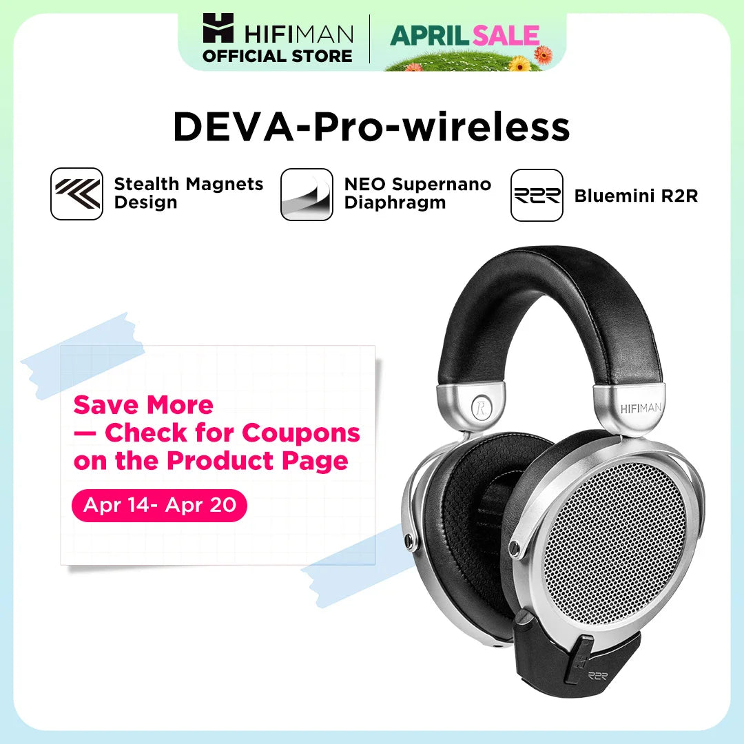 HIFIMAN Deva-Pro Over-Ear Full-Size Open-Back Planar Magnetic Headphone with Stealth Magnet and BlueMini R2R Bluetooth Receiver
