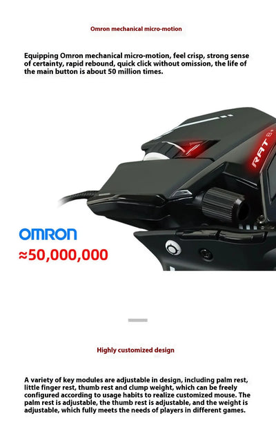 Madcatz Rat8+ Mouseesports Gaming Rat Pro X3 Wired Mechanical Mouse 11 Keys Programming Button Mice Pmw3389 Comfortable Custom