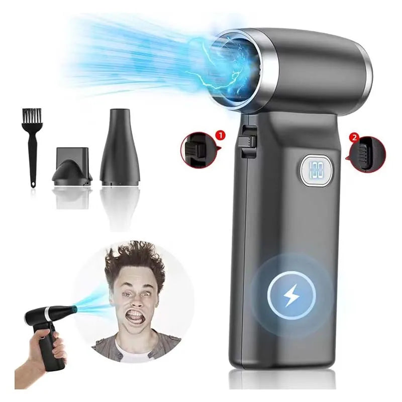 Electric Air Duster Blower Fan 110000RPM PC Duster Keyboard Mini Turbo Fan Car Dryer Rechargeable for Car Cleaning