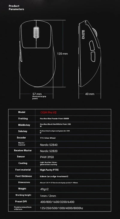 Waizowl Ogm Pro V2 Mouse Three-Mode Wireless Paw3950 30000dpi Gaming Mouse Lightweight Customize Mouse For Desktop Computer Gift