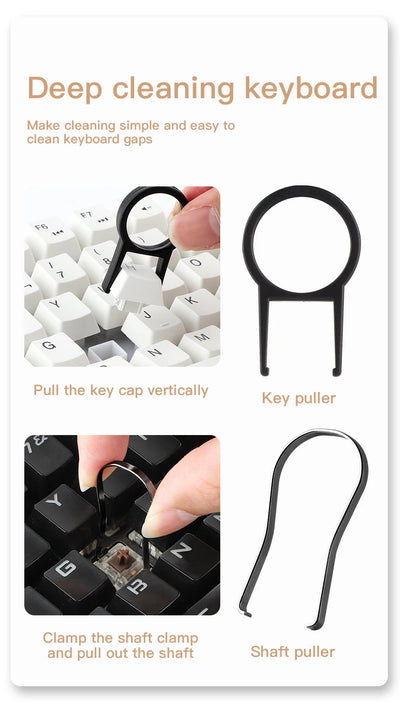 18 in 1 Computer Keyboard Cleaner Kit Phone Tablet Camera Screen Cleaning Tools Earphone Clean Brush Keycap Puller Phone Holder